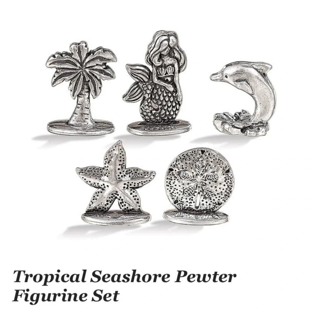 New Uno Alla Volta Tropical Seashore 5 Piece Pewter Figurine Set